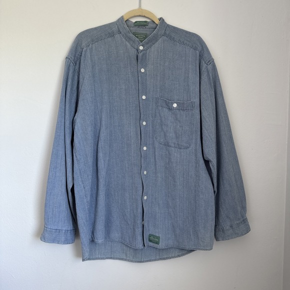 Baxter Men's Blue‎ Check Button Down Shirt Size M (XL) Stressed Look READ - Picture 4 of 8